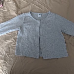 Gray knit button-down sweater